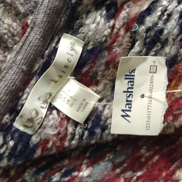 kaisely cardigan knit sweater Aztec pattern on gray wool blend - Picture 11 of 11